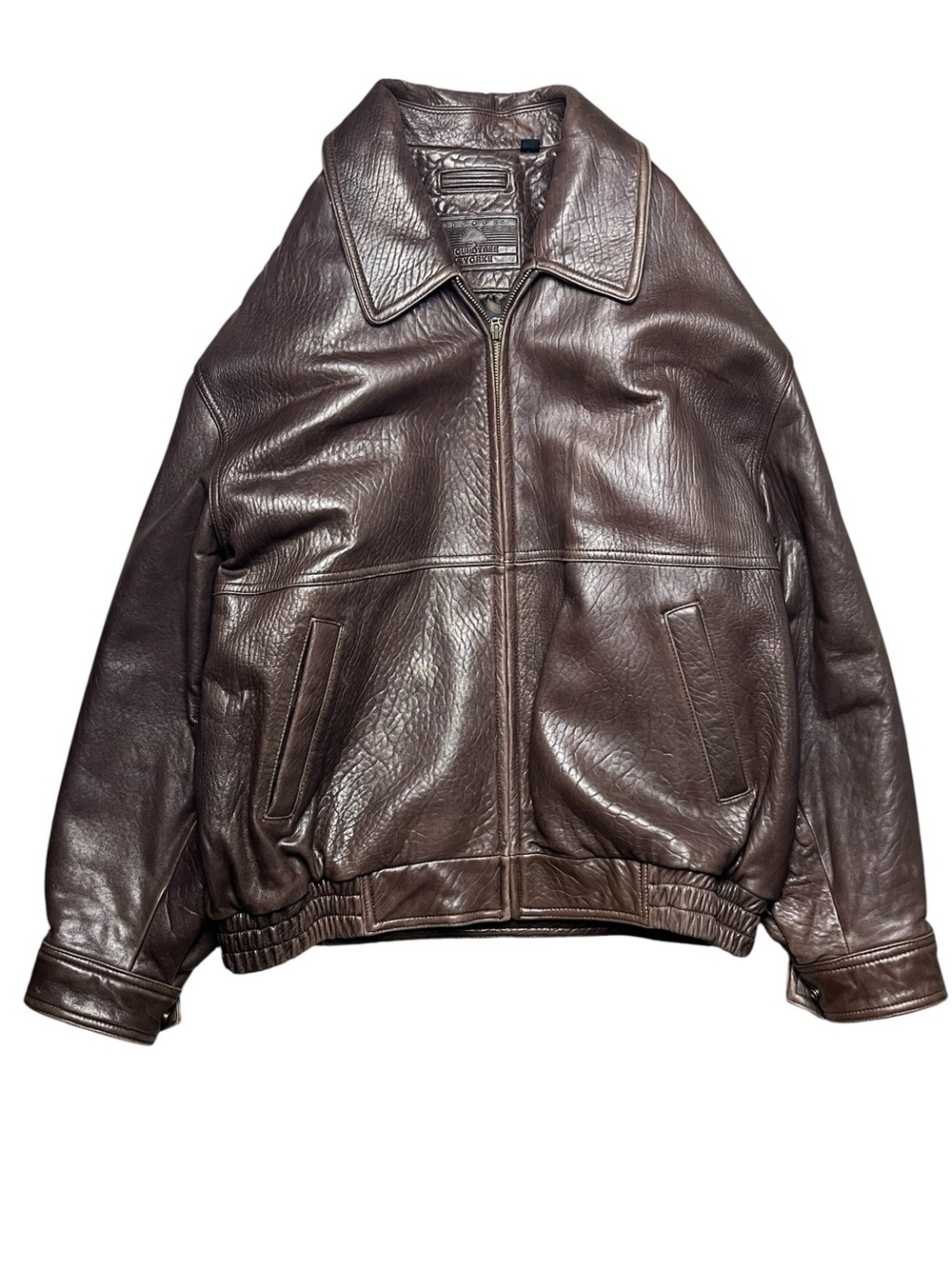 Roundtree & Yorke Men’s Large Brown Lambskin Leather Jacket